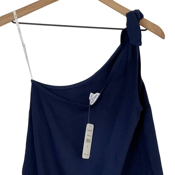 NEW Splendid Navy Rayon Crosshatch One Shoulder Tie Tank Women's Size XS - Picture 6 of 9